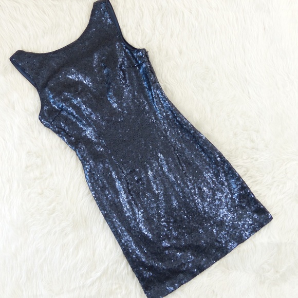 Lulus Dresses & Skirts - LuLu's Navy Blue Shine Time Backless Sequin Dress